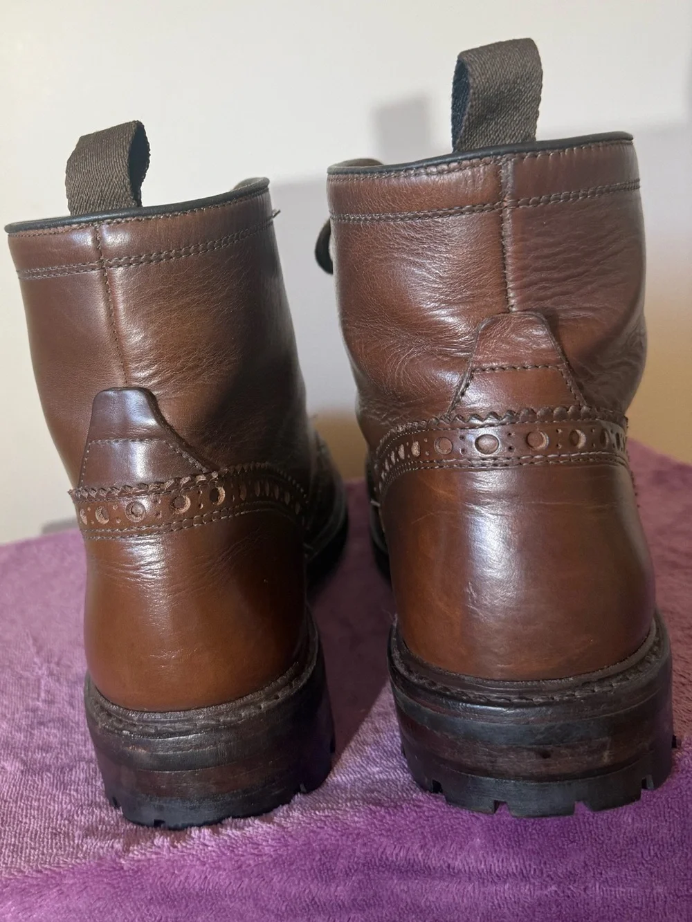 Allen Edmonds Brown Leather Wingtip Lace-Up Boots